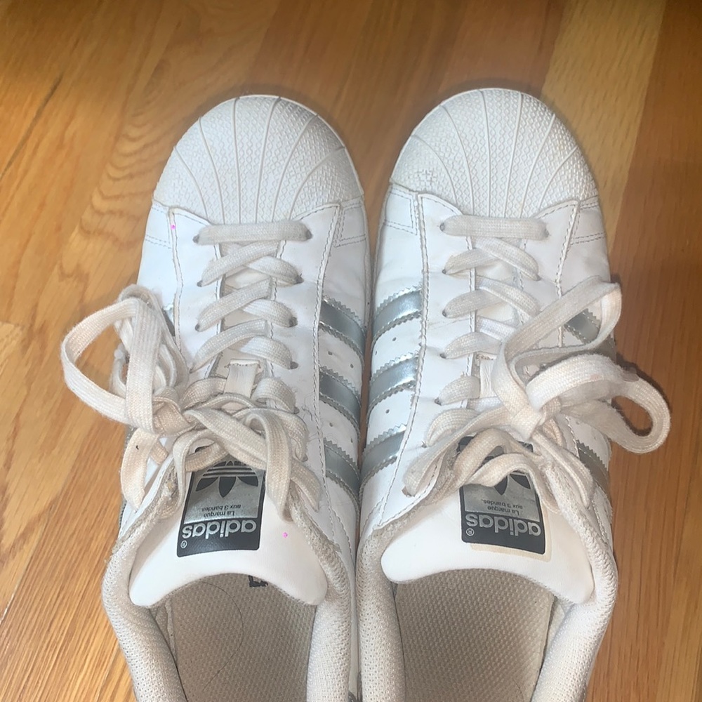 Silver adidas sneakers